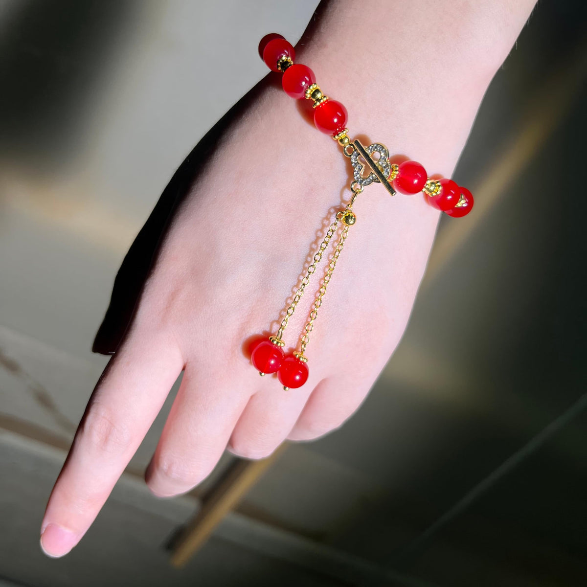 WETMT Vintage Red Beaded Bracelet for Women Maple Leaf Fall Bracelet Natural Red Jade Stretch Bracelet Gold Stretch Bracelet OT Clasp Bracelet Thanksgiving Autumn Jewelry