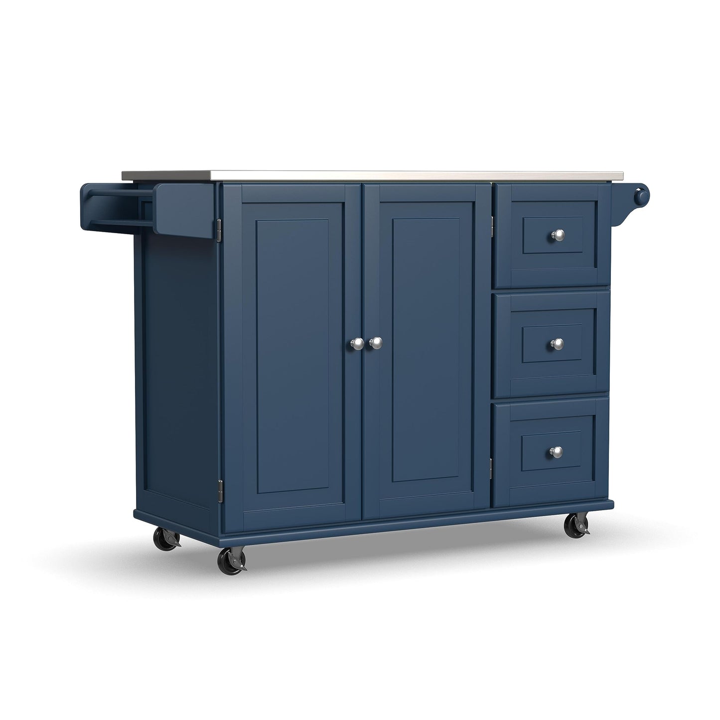 Homestyles Mobile Kitchen Island Cart with Stainless Steel Top, Blue