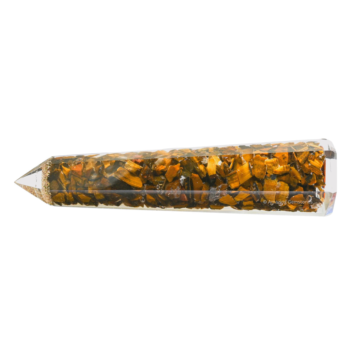 Amazing Gemstone Tiger Eye Orgonite Orgone Crystal Towers - Large 4.5" Orgonite Crystal Wand Obelisk Tower Point for Meditation, Crystals and Healing Stones Gift and Protection