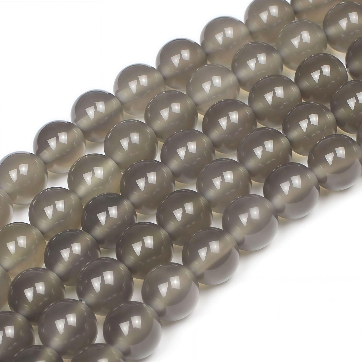 MJDCB 7A Natural Grey Agate Gemstone Round Stone Beads for Jewelry Making DIY Bracelet Necklace (4mm)