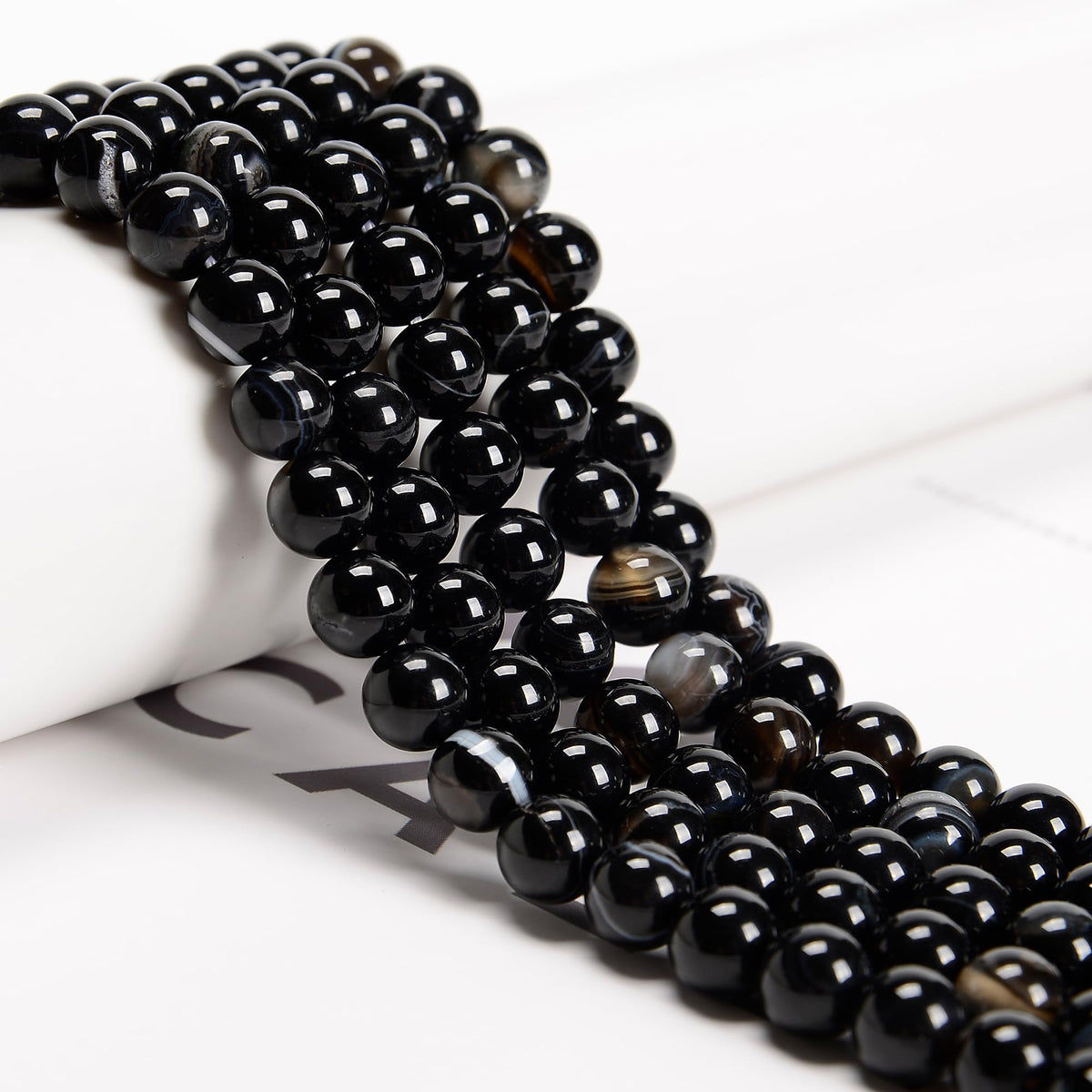 65Pcs 6mm Black Striped Agate Natural Round Loose Real Stone Beads Gemstone Genuine for DIY Hand Made Craft Jewelry Bracelet Earring Necklace String Making Energy Healing Power