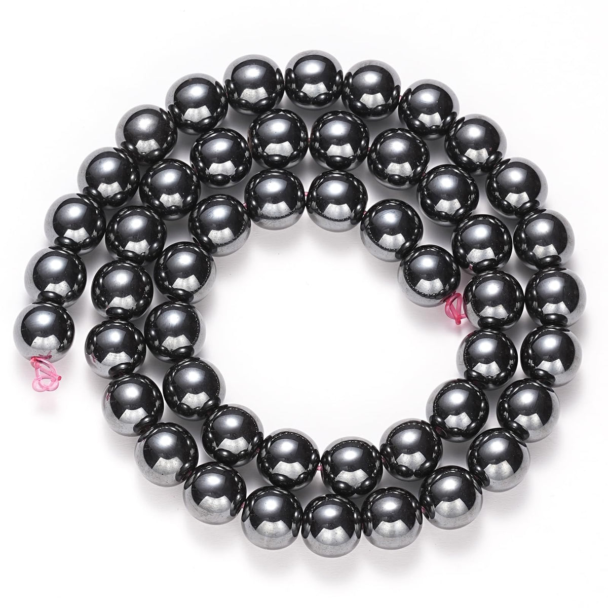 10mm Natural Black Hematite Gemstone Beads Polished Round Smooth Stone Beads for Bracelets Jewelry Making 15inch Loose Beads