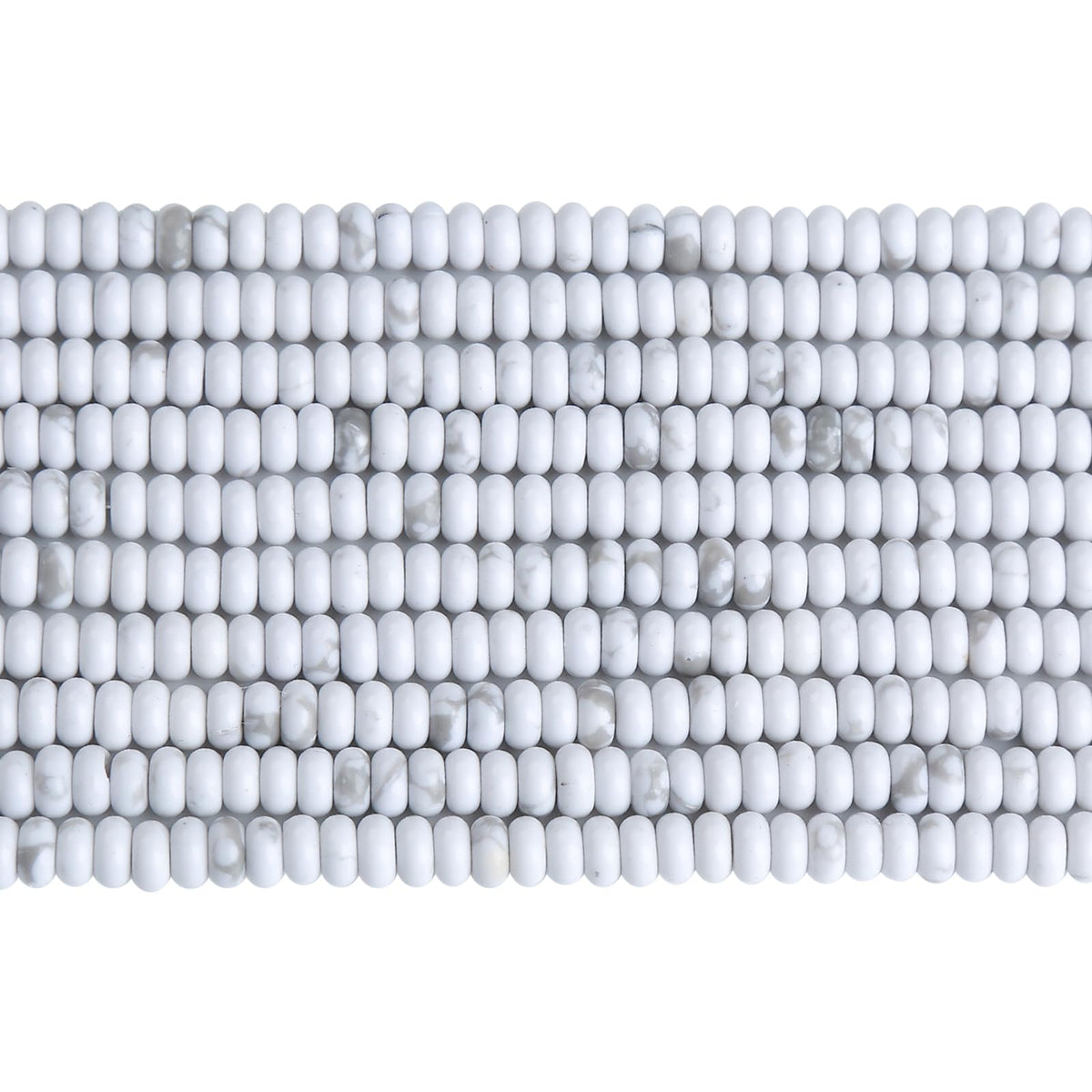 150PCS 2x4mm Natural White Howlite Turquoise Rondelle Beads Abacus Disk Stone Beads Round Loose Spacer Gemstone Beads for DIY Bracelet Necklace Jewelry Making