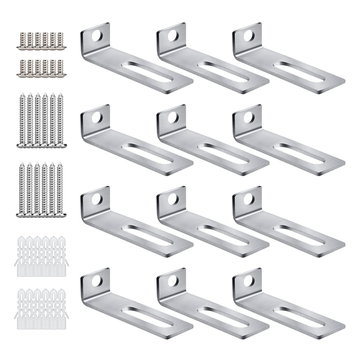 30 Set White Board Mounting Hardware,Whiteboard Hanging Brackets, White Board Installation Kit Includes Hanger Supports, Screws and Expansion Tube for Hanging Whiteboard Office Supplies (38*9.5*12mm)