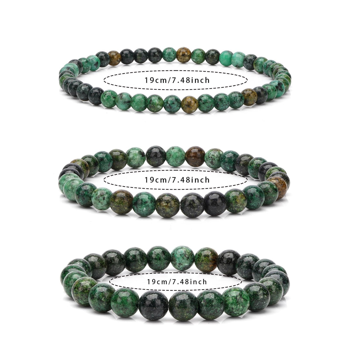 Risyfjew 4MM Handmade African Turquoise Natural Gemstone Stretch Elastic Bracelet,PE Film Anti-oxidation Packaging Natural Stone Crystal Healing Power Energy Gifts for Adult