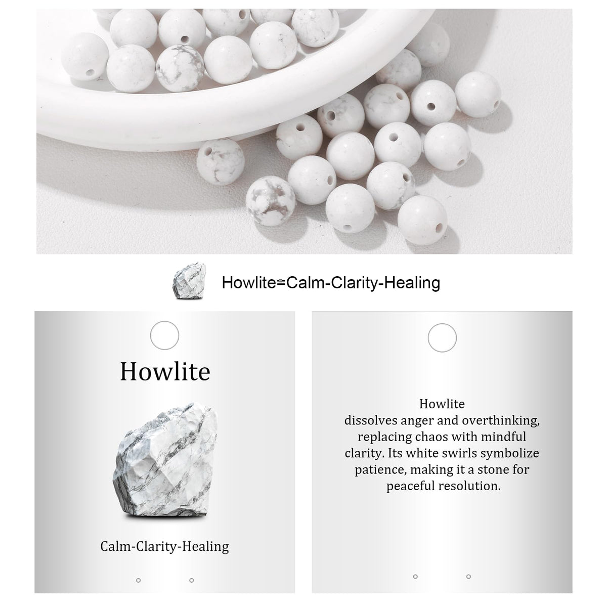 Vinswet 90pcs 4mm Howlite Natural Stone Beads Round Genuine Real Stone Beading Loose Gemstones DIY Smooth Bead for Bracelet Necklace Earrings Jewelry Making