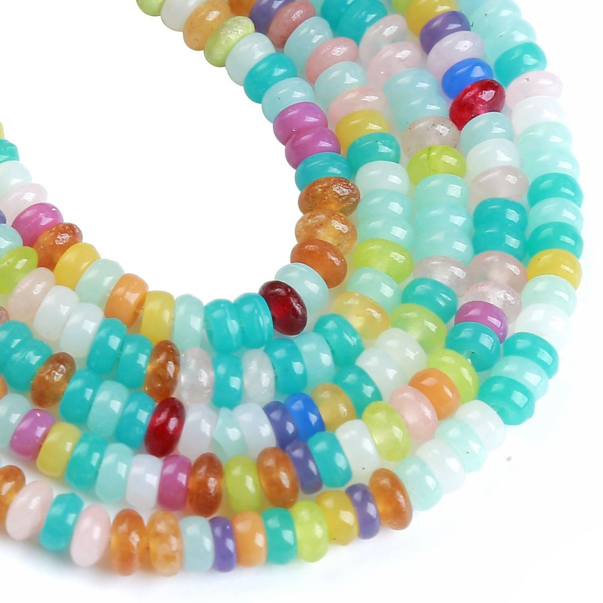 150PCS 2x4mm Natural Colorful Blue Stone Rondelle Beads Abacus Disk Stone Beads Round Loose Spacer Gemstone Beads for DIY Bracelet Necklace Jewelry Making