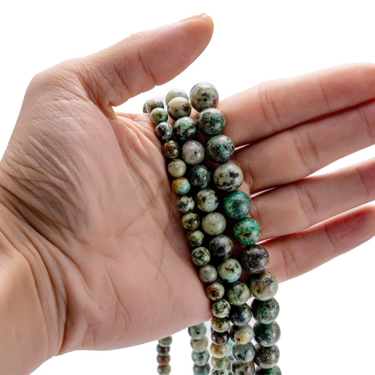 BEADIA Natural African Turquoise Stone Round Loose Semi Gemstone Beads for Jewelry Making 6MM 61PCS