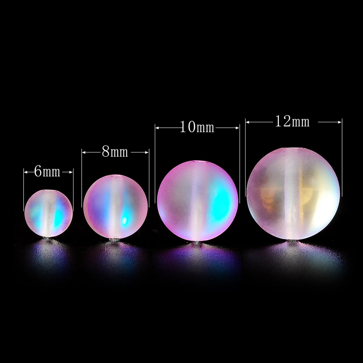 RUBYCA 8mm Round Moonstone Matte Crystal Glass Beads Aura for Jewelry Making Pink, 1 Strand