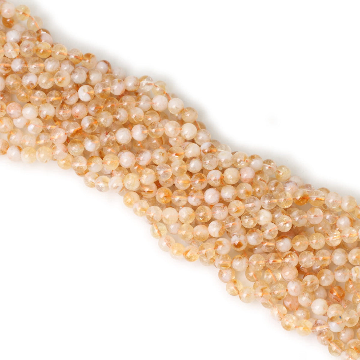 CHEAVIAN 60PCS 6mm Natural Yellow Feather Citrine Gemstone Round Loose Beads Crystal Energy Stone Healing Power for Jewelry Making 1 Strand 15"