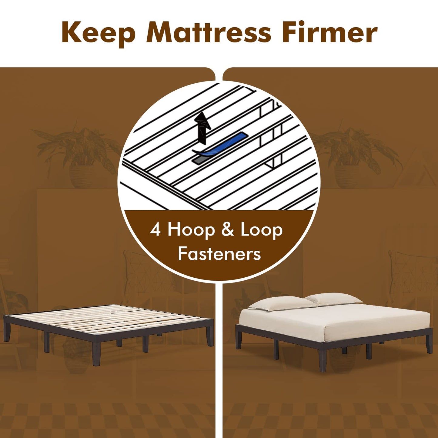 COSTWAY King Size Platform Bed Frame, 14 Inches Solid Rubber Wood Bed Mattress Foundation with Sturdy Slats Support, Easy Assembly Bed Frame for Home Hotel, No Box Spring Needed (Espresso, King)