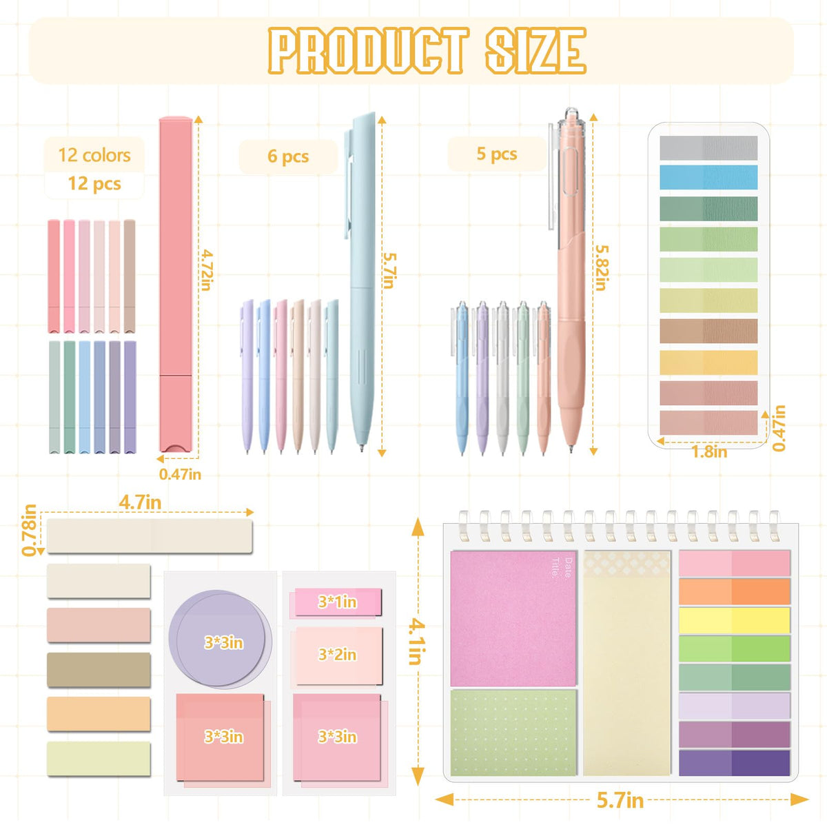 Jutom 41 Pcs Aesthetic Book Annotation Kit with Pencil Bag Bible Journaling Kit Notebook Sticky Note Tab Highlighter Black Ink Pen Page Marker School Office Supplies Bible Lover Gift(Beige)