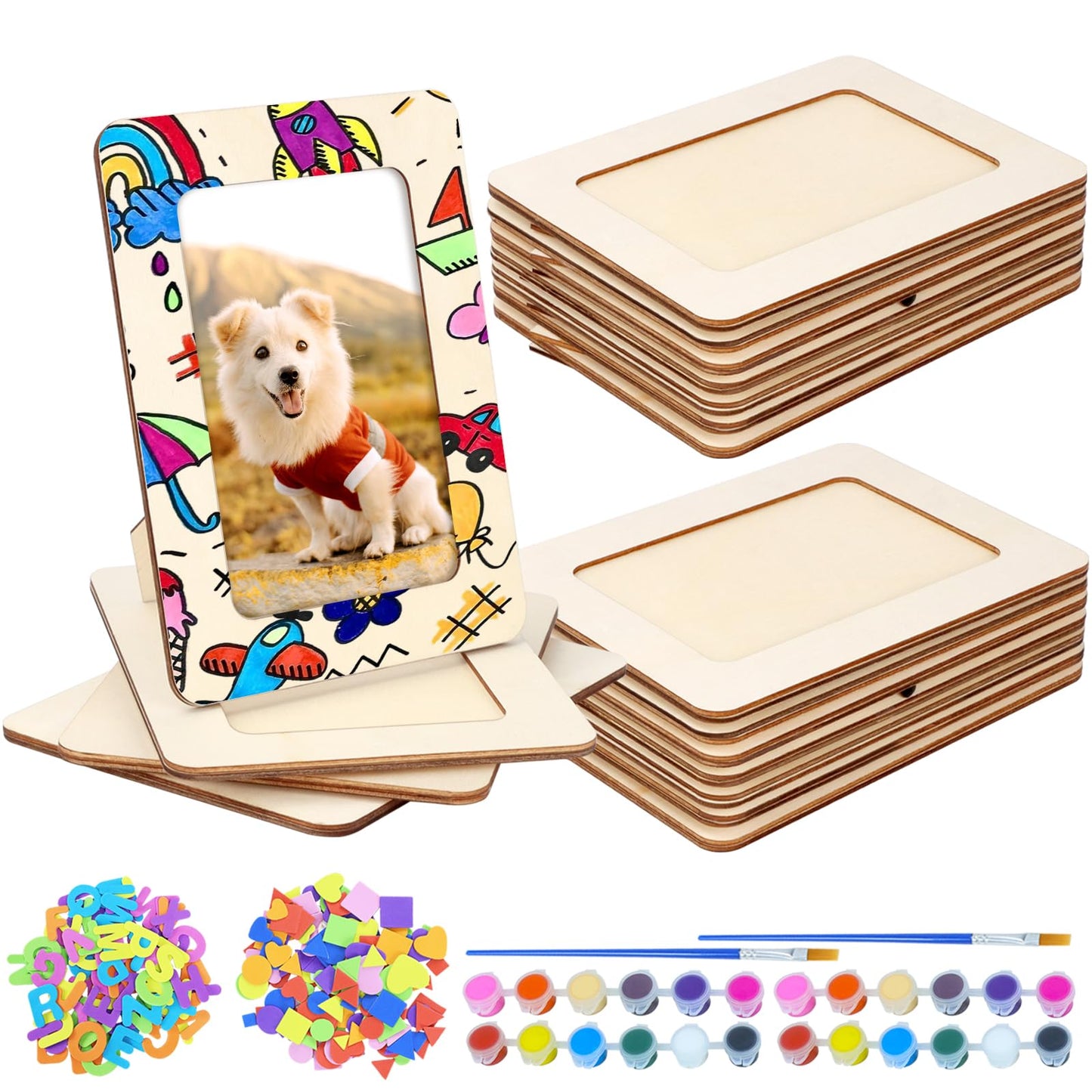 VOKOY 18 Pack Wooden Picture Frames for Crafts, DIY Wood Picture Painting Frames Kit for 4" x 6" Photos,Unfinished Standing Photo Frame DIY Wooden Craft for Art Projects Birthday Gifts