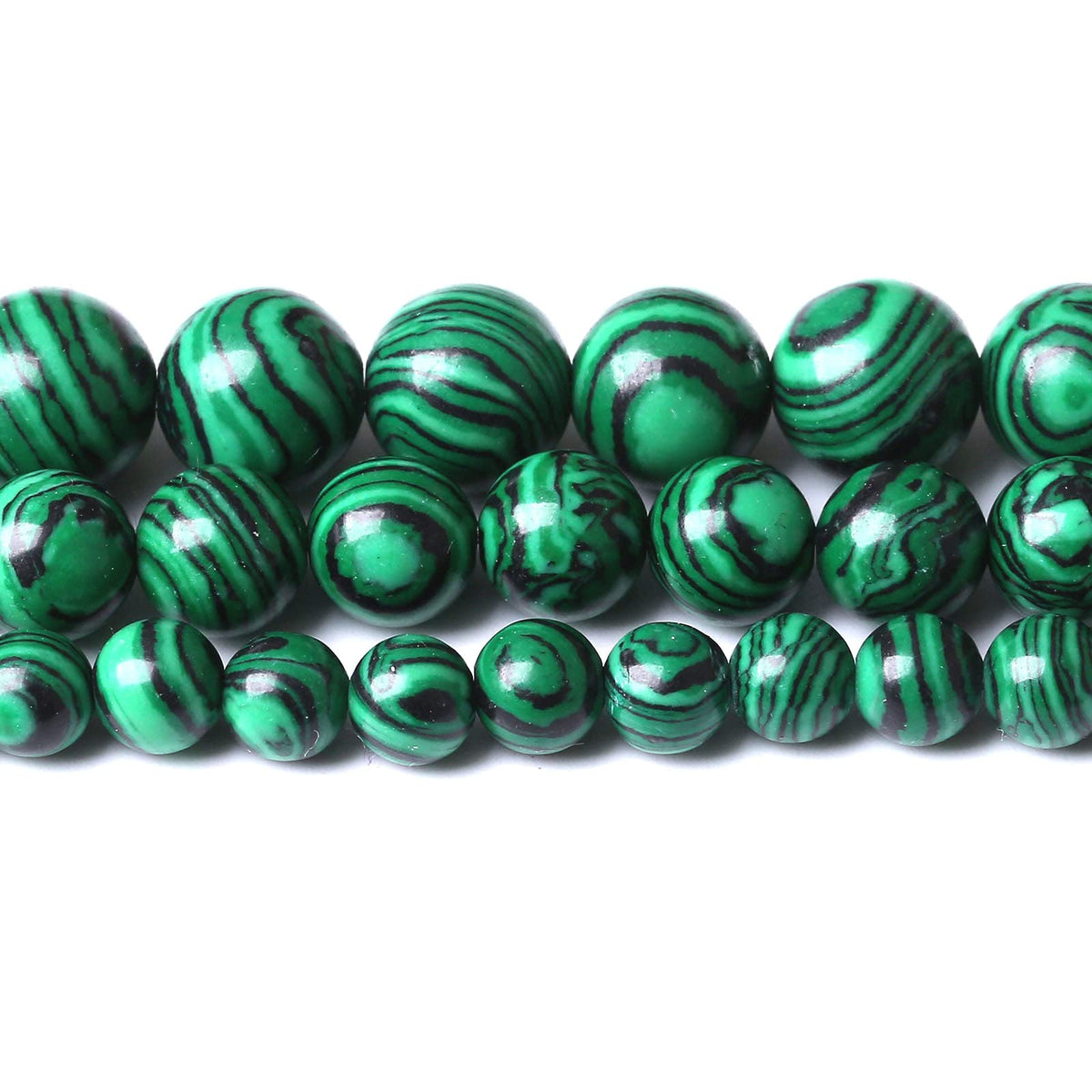36PCS 10MM Green Malachite Round Loose Natural Gem Beads for Jewelry Making 15"