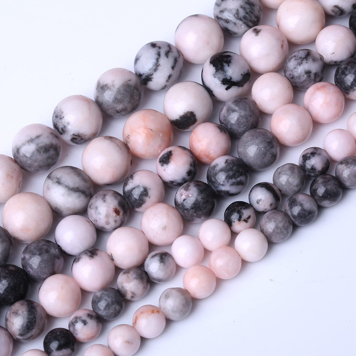 36PCS 10MM Natural Pink Zebra Jaspers Beads Round Loose Stone Beads for Jewelry Making DIY Energy Stone Healing Power Bracelet 15"
