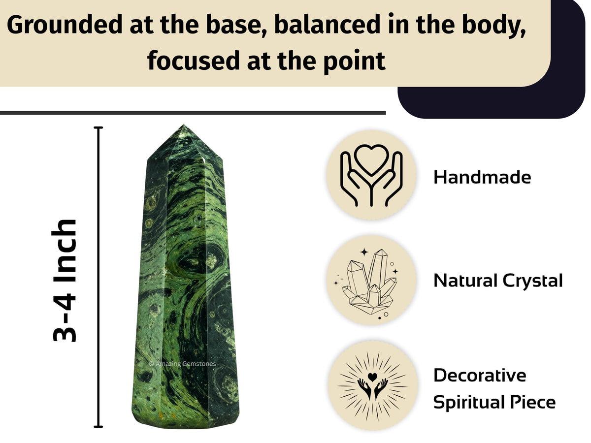 Amazing Gemstone Kambaba Jasper Crystal Towers - Natural Healing Crystal Point Obelisk for Reiki Healing and Crystal Grid (3" to 4" INCH)