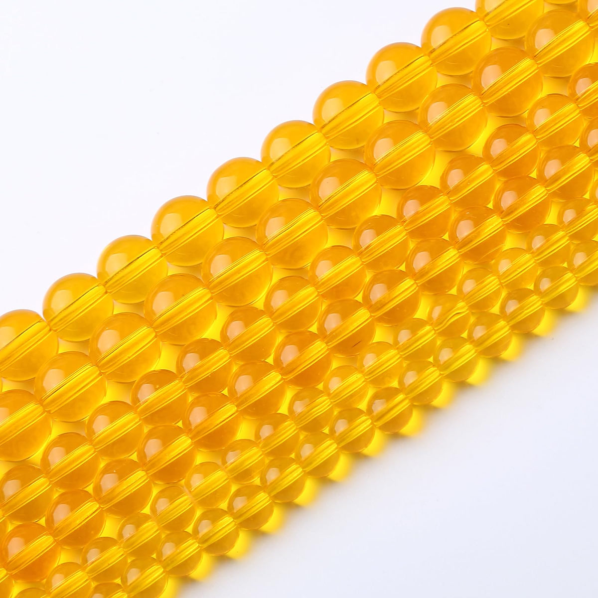 32pcs 12mm Smooth Yellow Crystal Glass Beads Citrine Round Loose Beads for Jewelry Making DIY Bracelet Necklace 15" Energy Healing Power Stone Beads