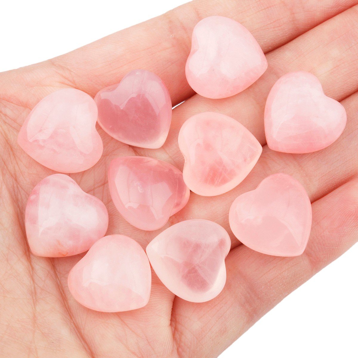Rockcloud Healing Crystal 0.5 inch Rose Quartz Carved Worry Stone Chakra Reiki Balancing(Pack of 10)