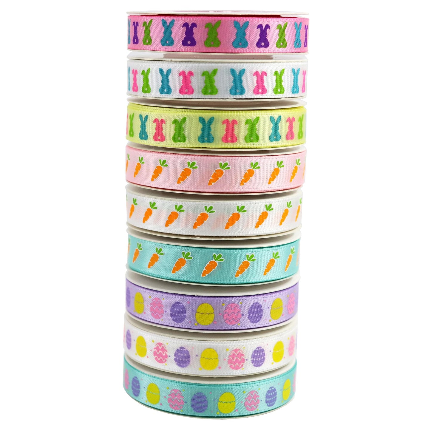 YERELO Easter Ribbon, 54 Yards 3/8'' Size 6 Yard x 9 Roll Ribbons Gift Wrapping Ribbon Hair Bow Wreath Making for Easter DIY Craft Party Decoration