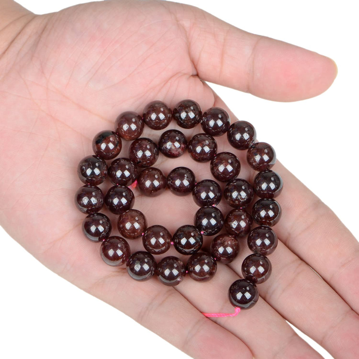 AD Beads Natural Gemstone Round Loose Beads 15" for Bracelet Necklace Earrings Jwelery Making Crafts DIY (10mm, Dark Red Garnet)