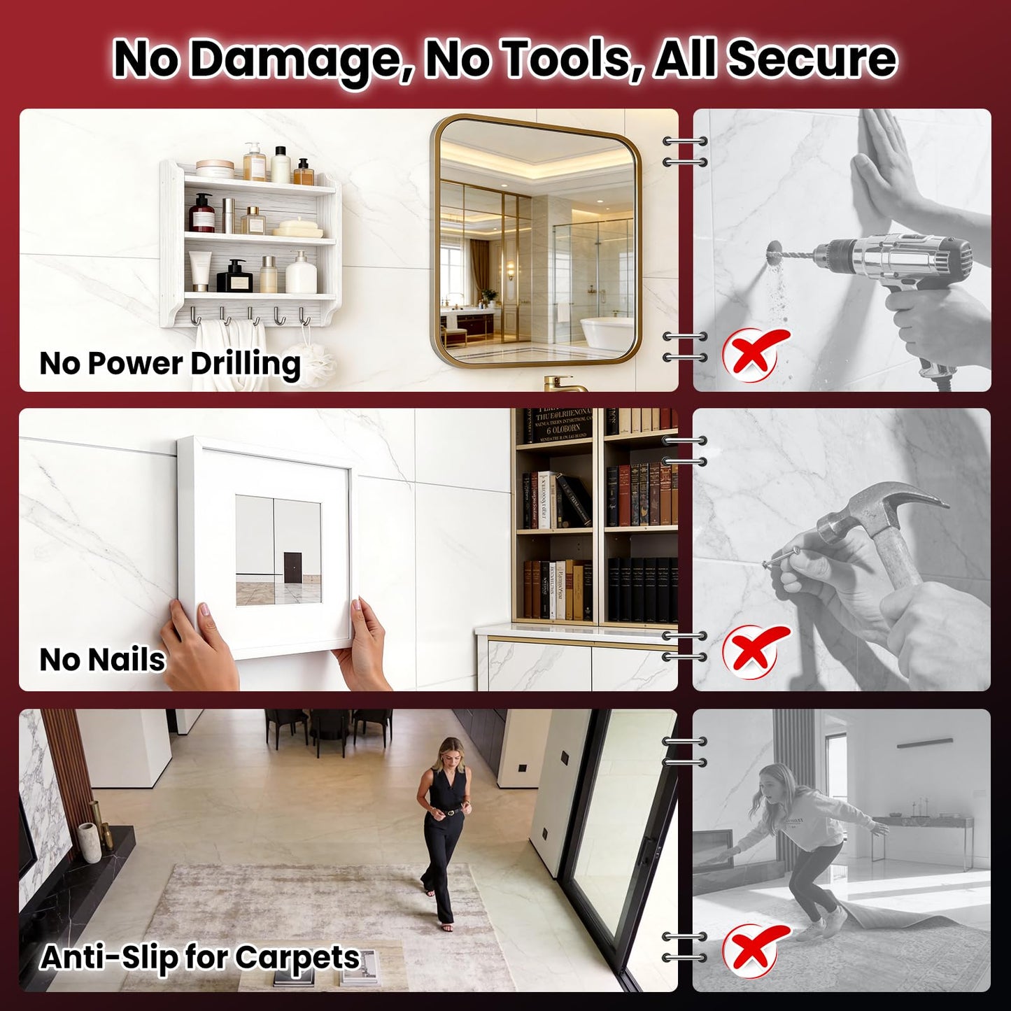 NULTAT Double Sided Tape Heavy Duty, Nano Reusable, Removable, Washable Double Stick Tape for Wall, Multipurpose Clear Adhesive High Temperature Tape 1.18" x 120" (20 Feet)