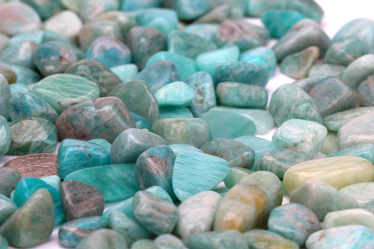 ZenQ 1 lb Amazonite Tumbled Stone Chips Crushed Natural Crystal Quartz Pieces