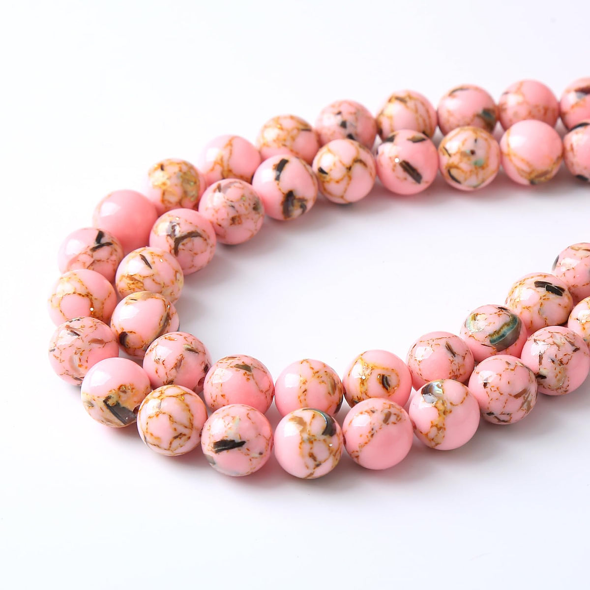 32PCS 12MM Natural Pink Shell Turquoise Beads for Jewelry Making with Mother-of-Pearl Round Loose Beads DIY Bracelet Accessories 15"(12mm, Pink Shell Turquoises)