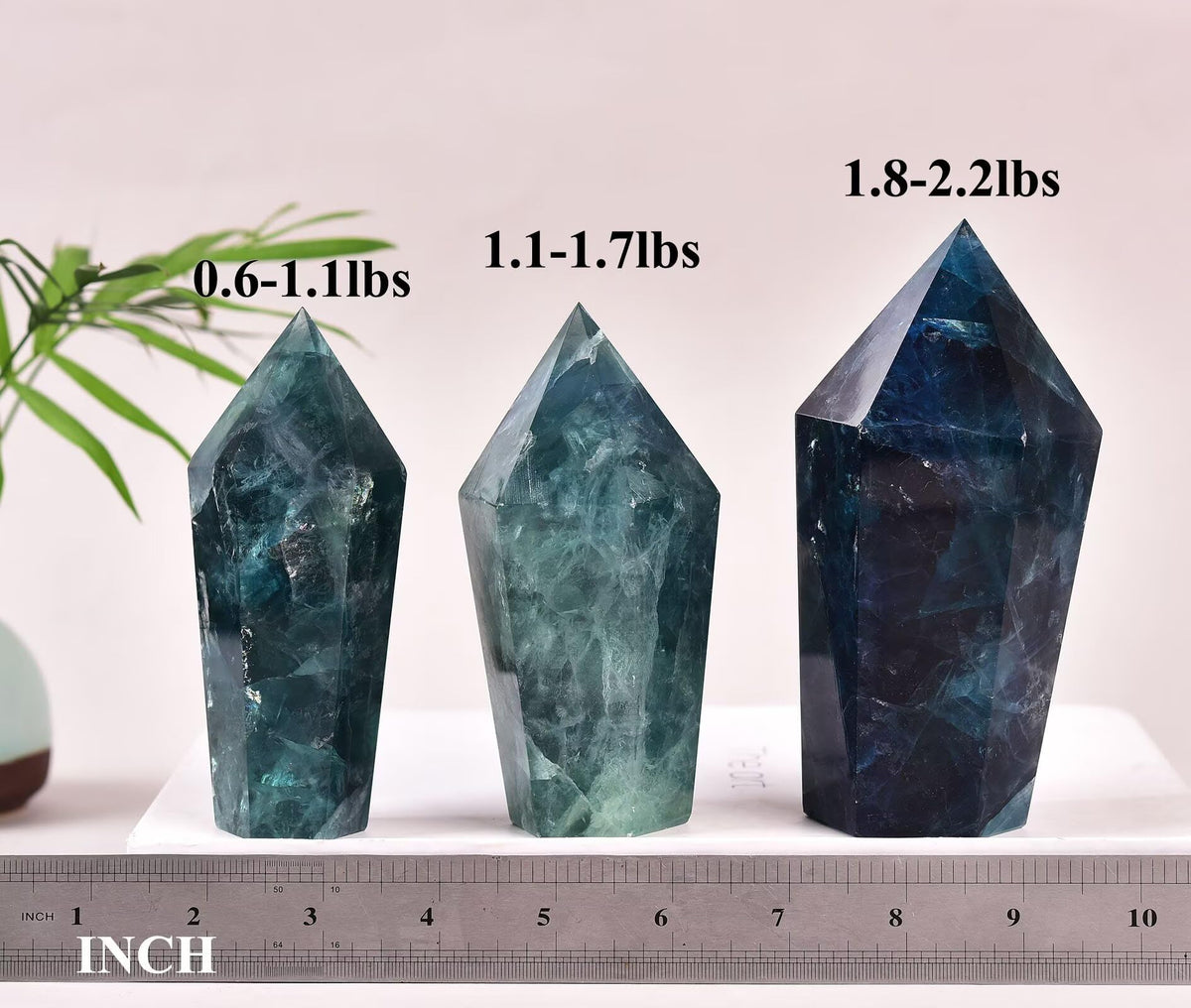 VIZYTOU Green Fluorite Stone Tower Obelisk Large Healing Crystal Rock Point Wand Reiki Healing Meditation Stone 0.6-1.1 LBS