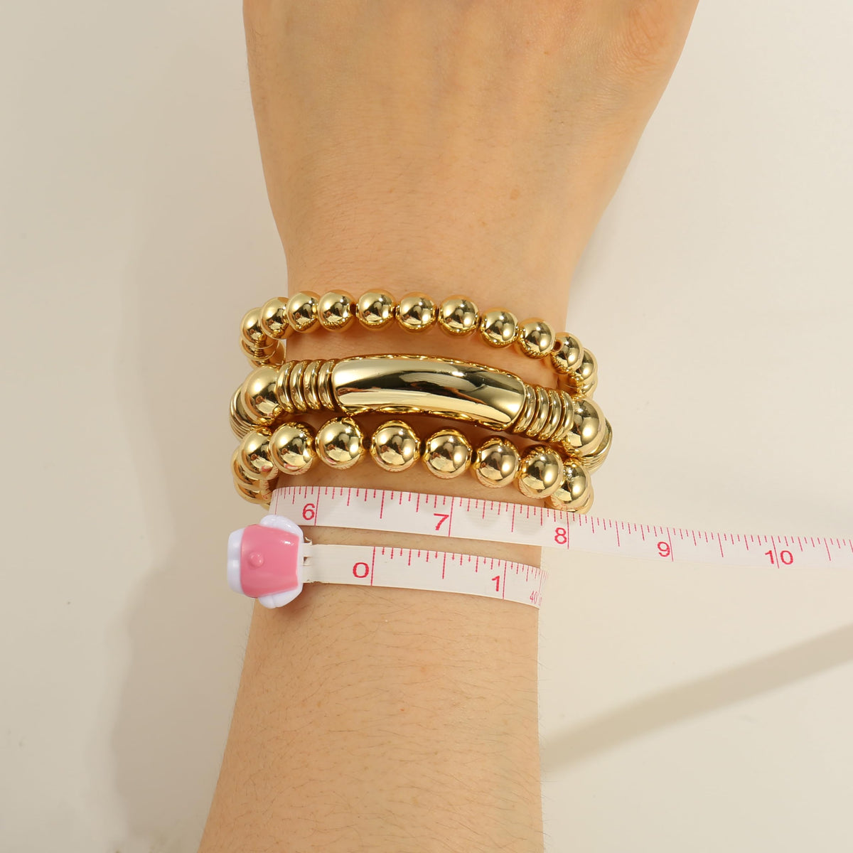 Gold Bangles Bracelet for Women Chunky Curved Stacking Plated Bead Ball Stretchable Bracelets