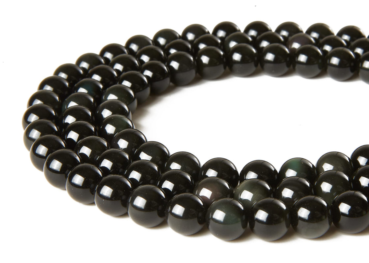 100pcs 8mm Black Obsidian Beads Natural Gemstone Beads Round Loose Beads for Jewelry Making