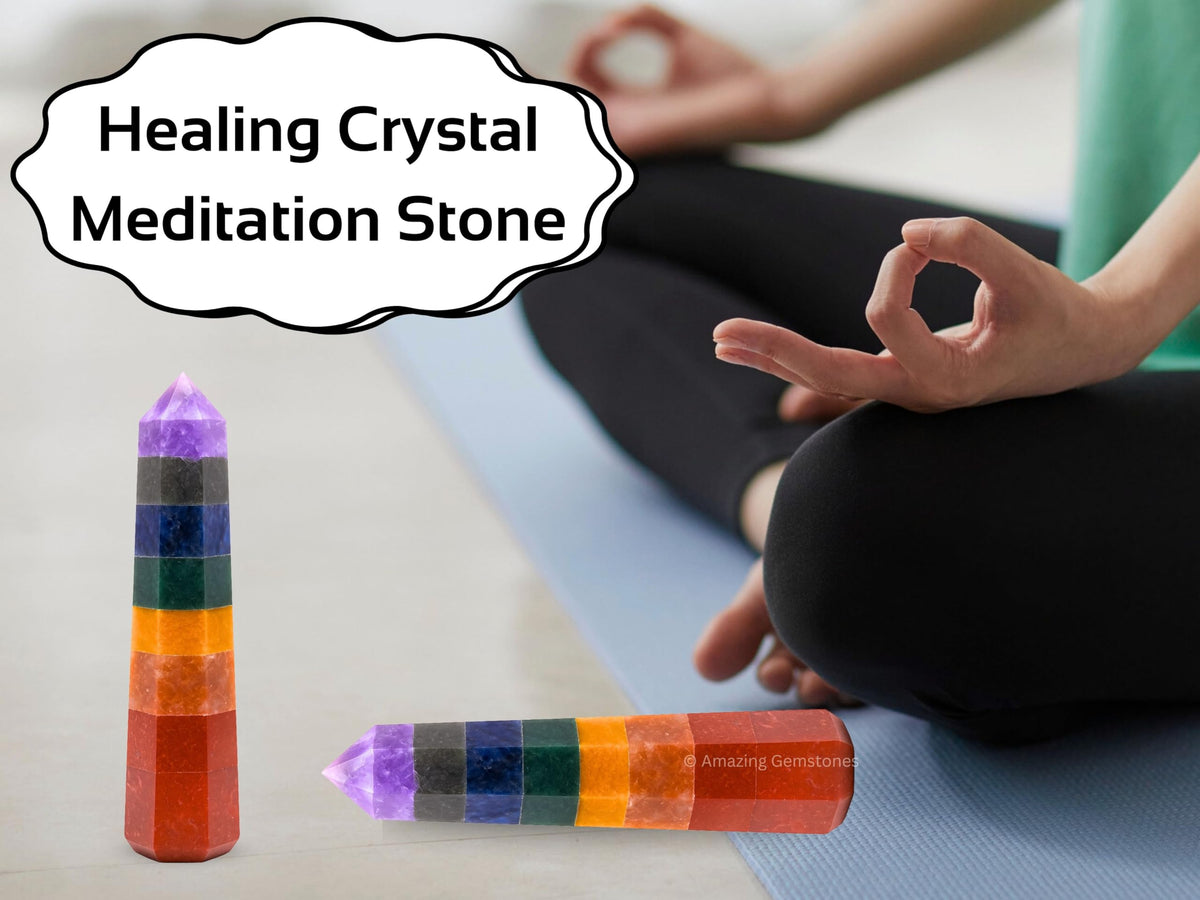 Amazing Gemstone Seven Chakra Crystal Towers ~ Natural Healing Crystal Point Obelisk for Reiki Healing and Crystal Grid (2" to 3" INCH)