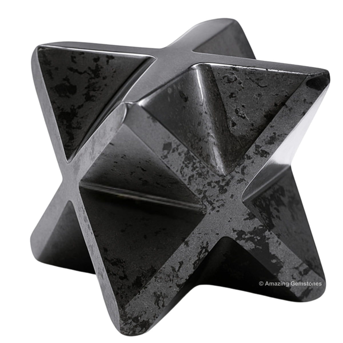 Amazing Gemstone Hematite Merkaba Crystal - 0.75 Inches Metaphysical Merkaba Star for Meditation - Energetic Tetrahedron Crystal and Healing Stones for Spiritual Growth and Healing (15-20mm)