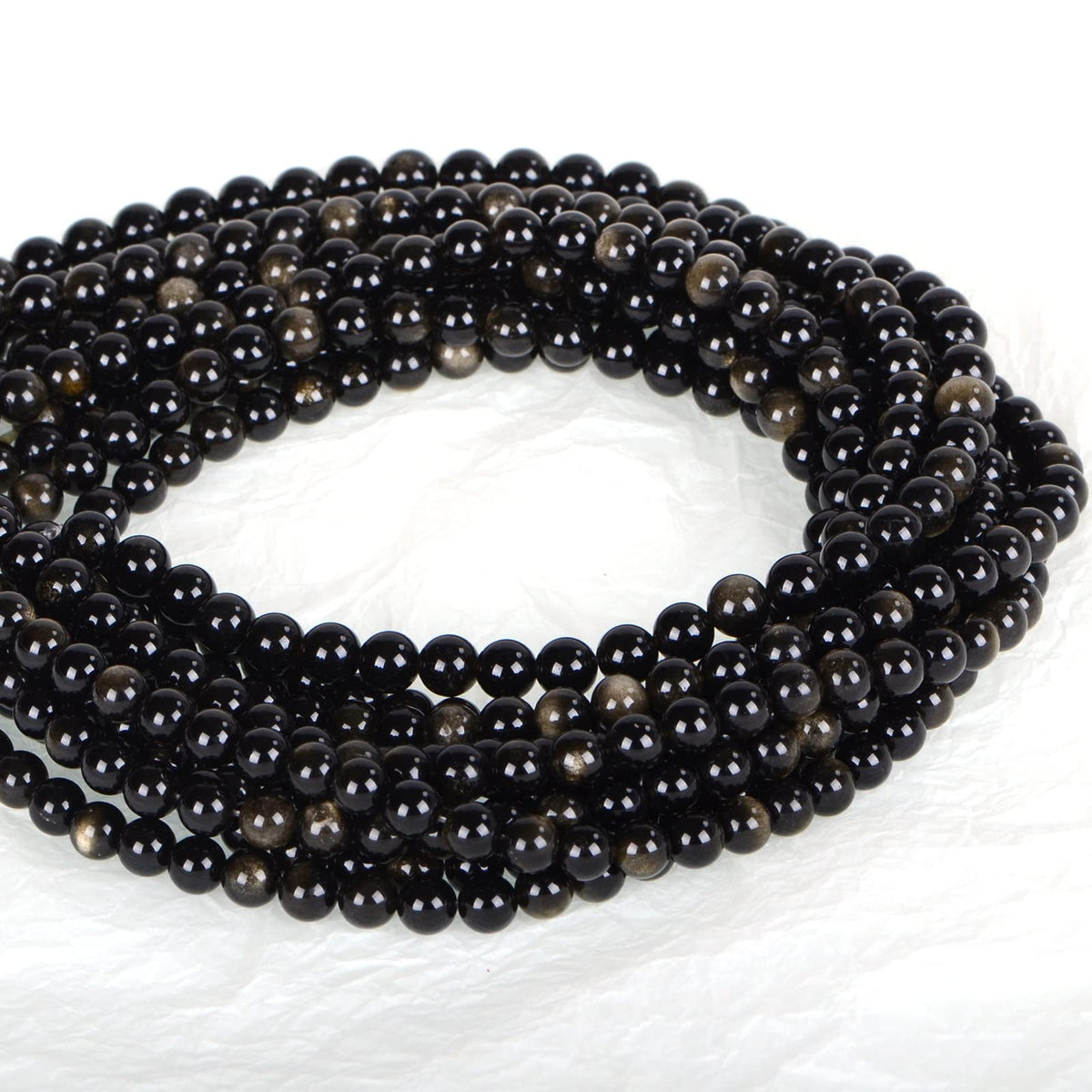 ICAI (Gold Obsidian) Natural Stone Beads Gemstone Round Loose Beads Crystal Energy Stone Healing Power for Jewelry Making DIY,1 Strand 35-37pcs(10mm)