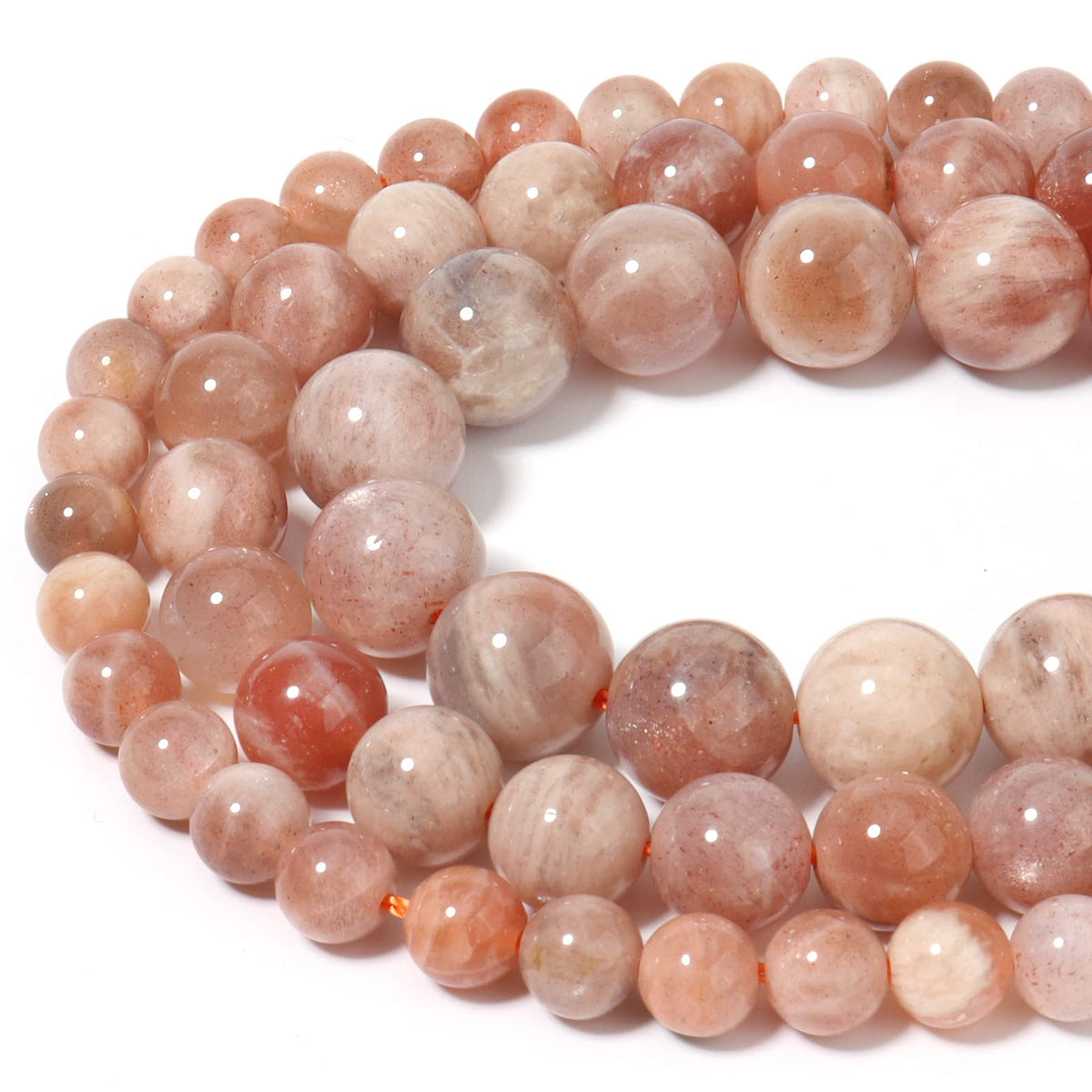 Siomia 45pcs 8mm Natural Sunstone Gemstone Energy Healing Crystal Round Loose Stones for Jewelry Making, DIY Bracelets Necklaces