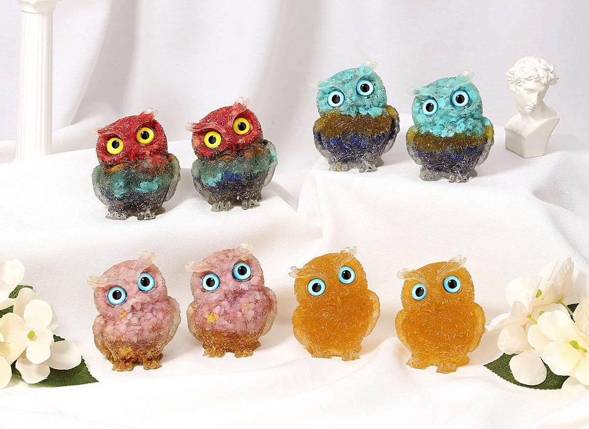 LAIDANLA 2.4" Pink Opal Owl Figurine Natural Healing Crystal Cute Owl Animal Statue Pocket Sculpture Reiki Spiritual Energy Gemstone Home Office Room Desk Decor Gifts
