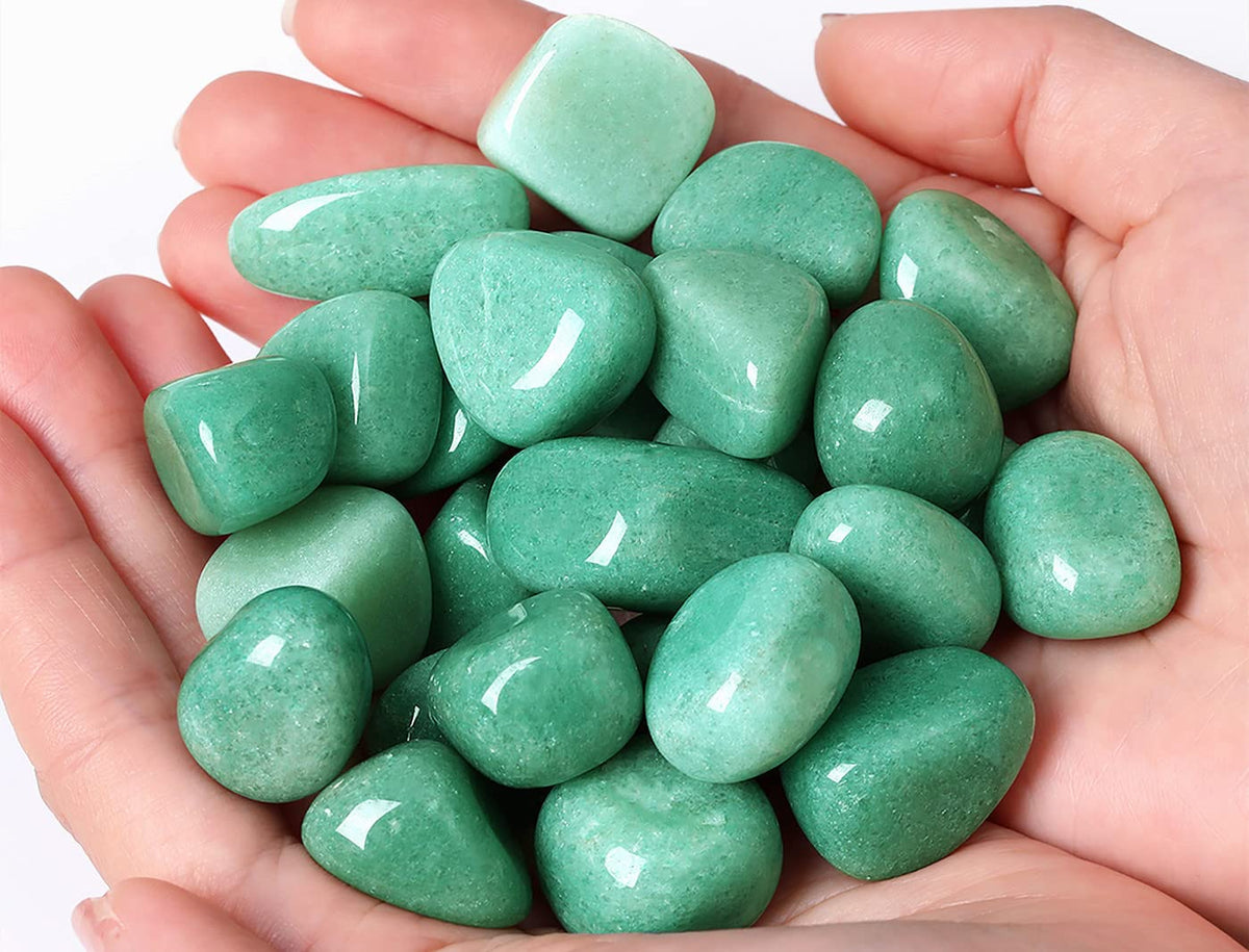 QINJIEJIE Crystals Green Aventurine (1000+ Carats) Polished Stone 0.6-1" Natural Irregular Stone Tumbled Reiki Healing Crystal Decoration Bulk 0.45 LB 200G