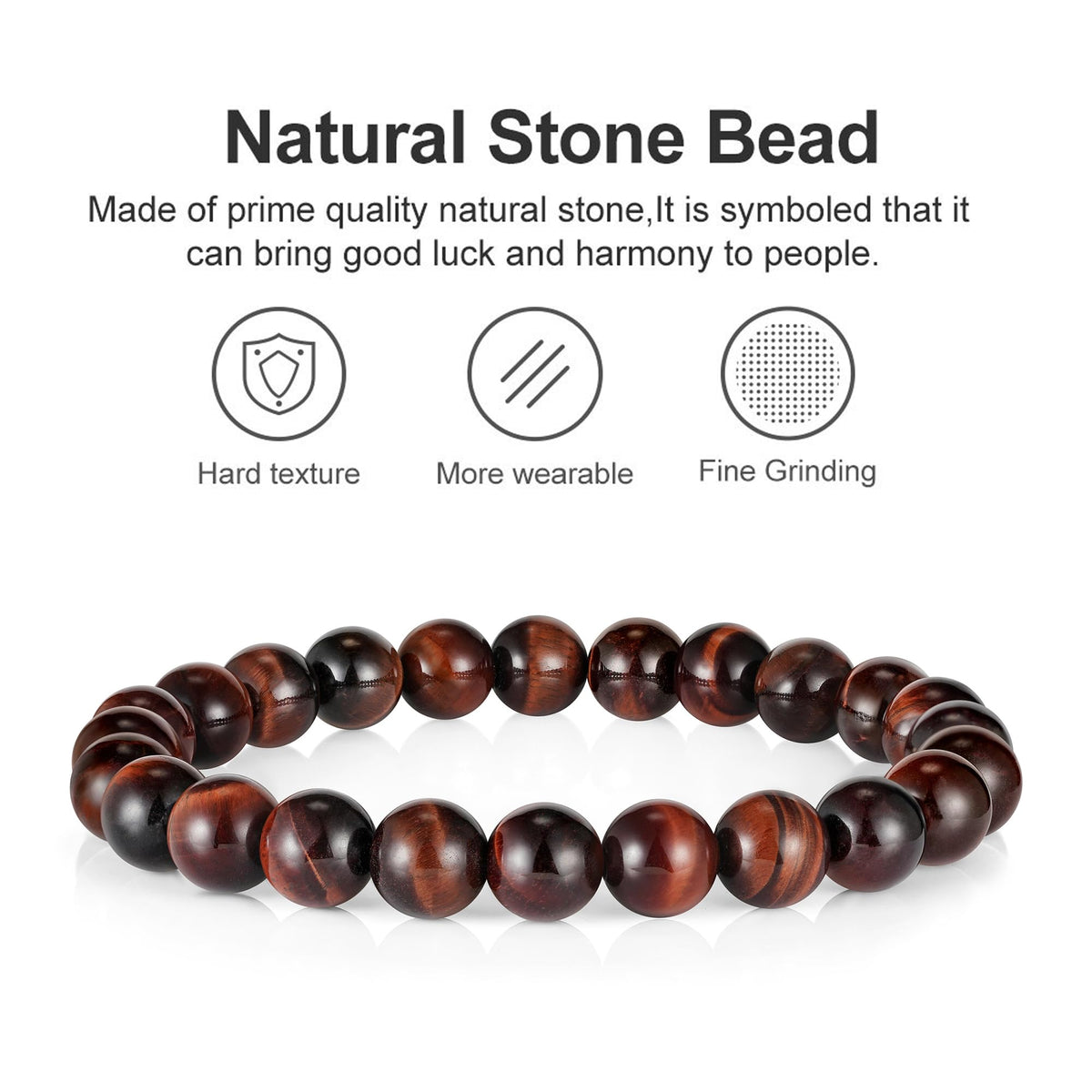 M MOOHAM Beaded Bracelets for Mens Gifts - Lava Rock Beaded Red Tiger Eye Bracelets for Mens Jewelry Gifts