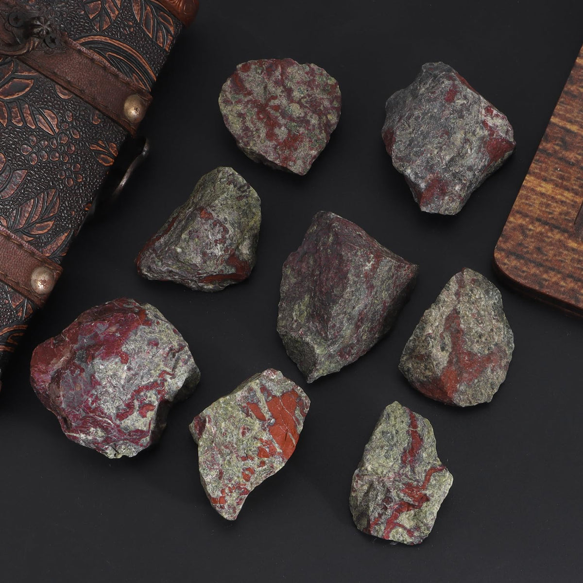 1 Lb Large Dragon Blood Natural Rough Stones Crystal Raw Dragon Blood Stone Healing Crystals Mineral Specimen for Reiki Healing Tumbling Fountain Rocks Wire Wrapping Decoration