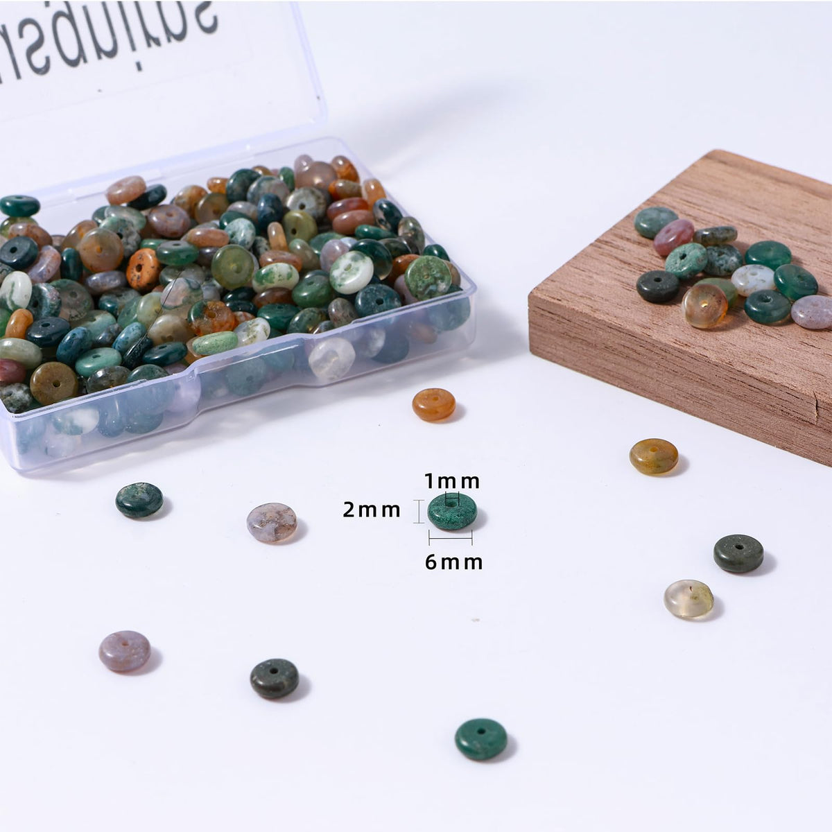 Natural Indian Agate Disk Stone Spacer Beads 6x2mm 38cm/str Flat Rondelle Loose Semi Gemstone Caps for Making Bracelets Necklace