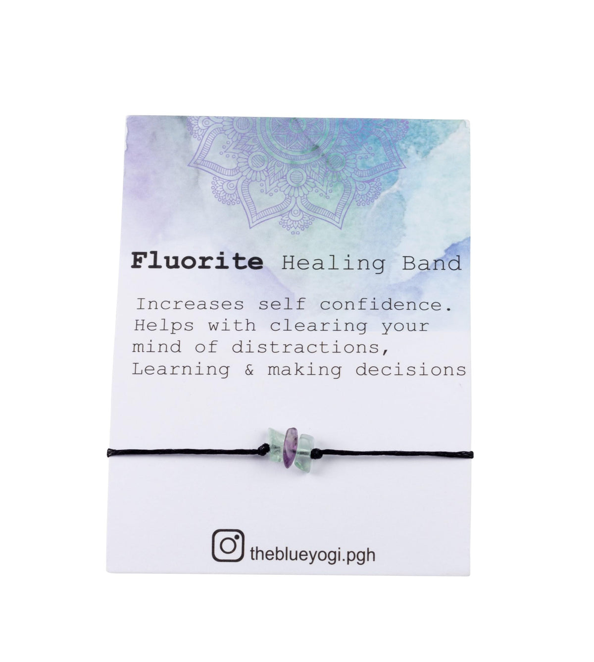 The Blue Yogi Healing band -2 in 1 protection Bracelet/Anklet with an affirmation- Tie Closure (Fluorite)