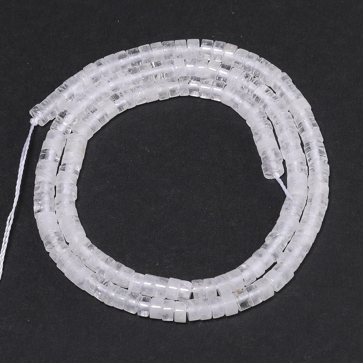 NITOPUPU 150Pcs 4×2mm Natural White Jade Spacer Stone Beads for Jewelry Making Supplies, Loose Semi Flat Round Gemstone Tube Beads for Bracelets DIY Crafts