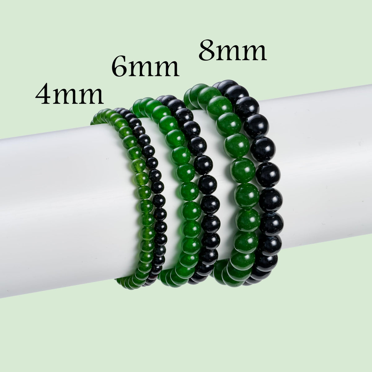 Bivei 2-Piece 8mm Beaded Bracelets for Women – Black Tourmaline, Green Jade – Natural Crystal Handmade Stretch Jewelry for Meditation, Protection & Gifts Yoga