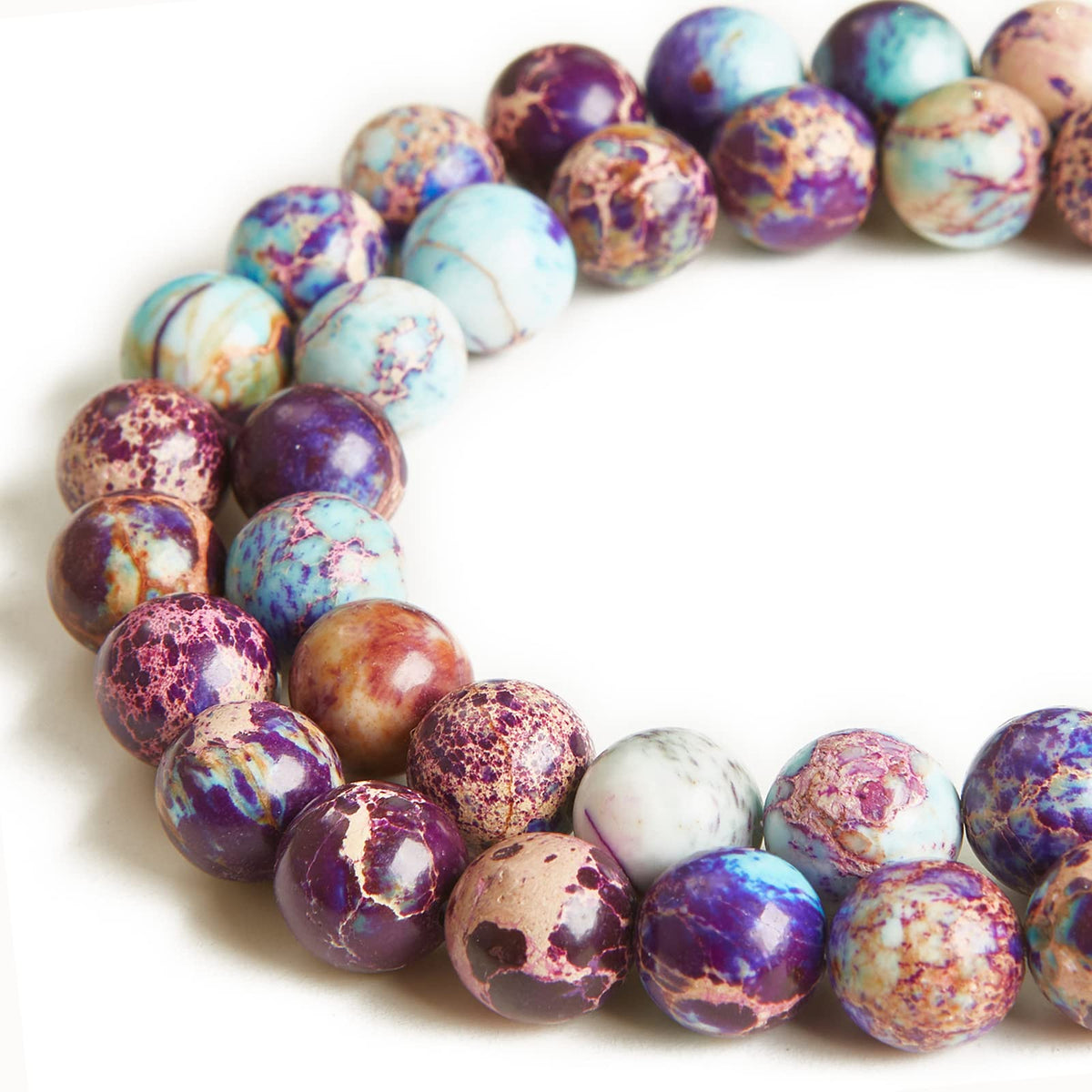 35pcs 10mm Natural Colorful Imperial Jasper Beads Gemstone Beads Round Loose Beads for Jewelry Making