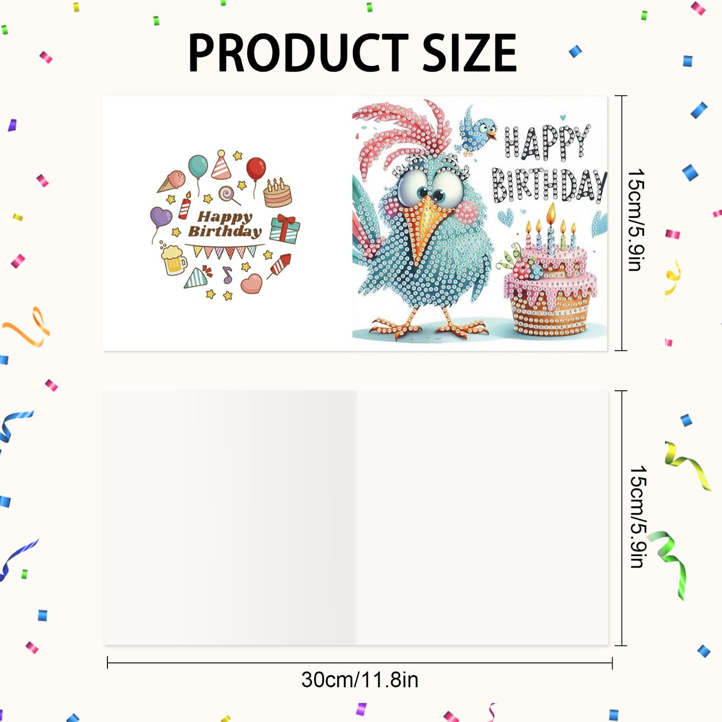 Focart 6-Pack Pets Birthday Diamond Painting Greeting Card Kits, Special Shaped Diamonds Painting, DIY Handcraft for Relatives and Friends with Wishes,Unique Design Crafting for Birthday Cards