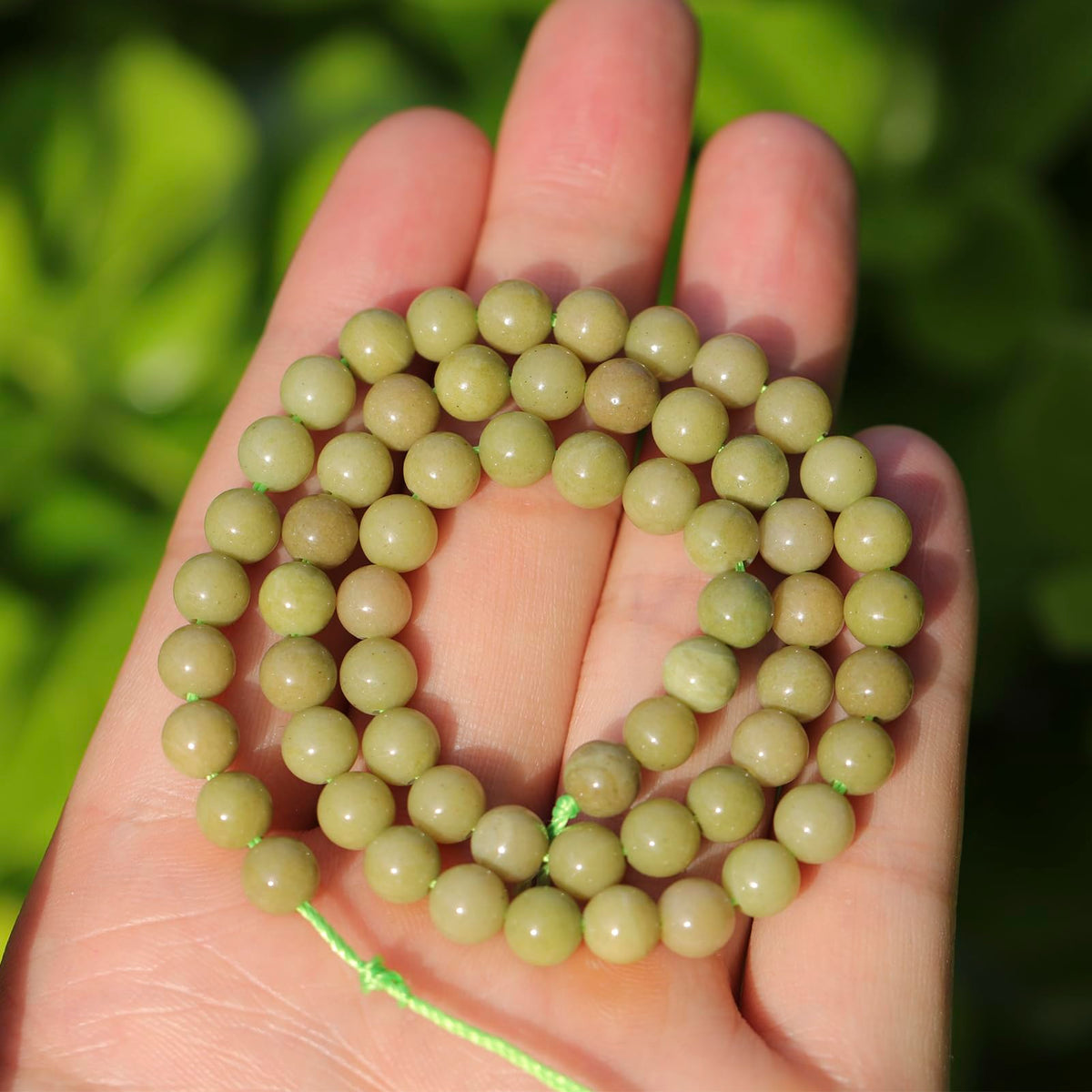6mm Natural Stone Beads 65pcs Avocado Jade Polished Round Smooth Crystal Loose Gemstone Beads for Jewelry Making DIY Bracelet Necklace Earring Crafts Supplies