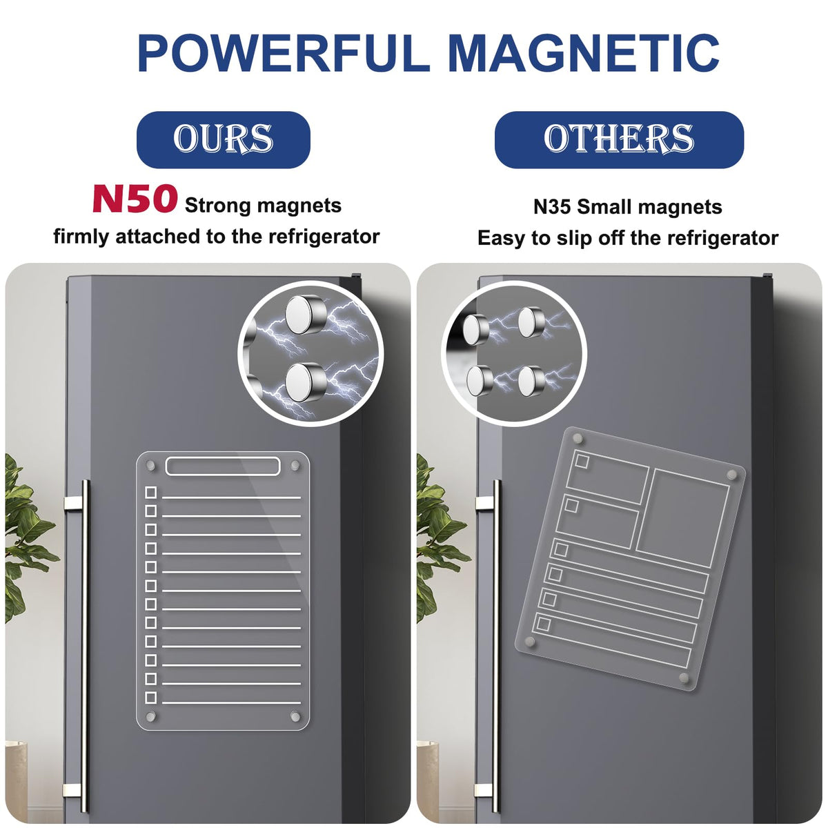 2 Pcs Acrylic Magnetic Dry Erase Board for Fridge, 12"X6" Clear Magnetic to Do List White Board, Acrylic Dry Erase to Do List for Refrigerator, Magnet Whiteboard with 6 Markers