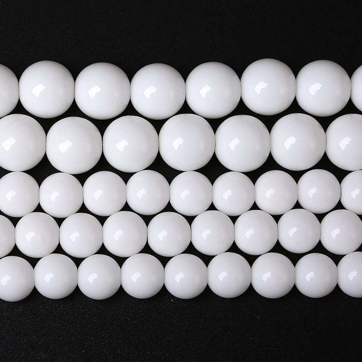 6mm 60PCS White Porcelain Agate Round Spacer Loose Beads for Jewelry Making DIY Bracelet Necklace 15 inches