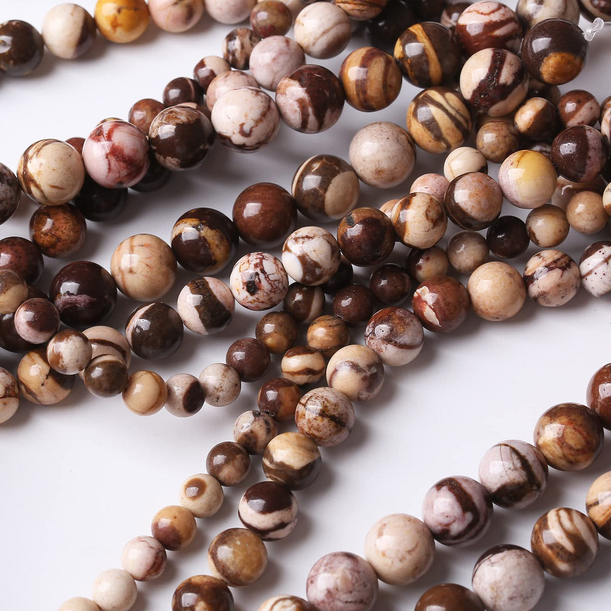 35PCS 10MM Natural Brown Zebra Round Loose Stone Beads for Jewelry Making DIY Energy Stone Healing Power Bracelet 15"