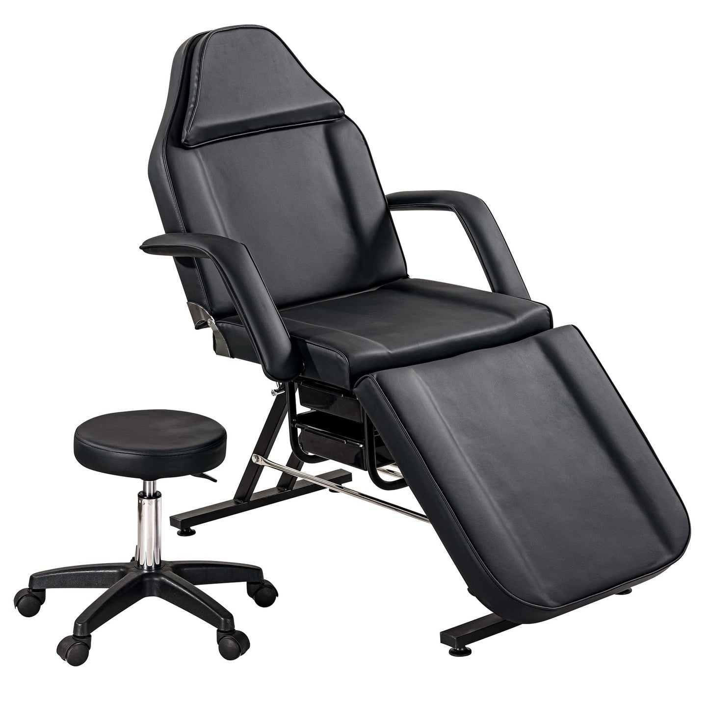 Tattoo Chair Adjustable Folding Salon Bed with Hydraulic Stool Massage Bed for Professional Massage Beauty Spa Black,Bed Table Adjustable Beauty Barber Spa Beauty Equipment 72.8" L x24.4 W x 27.6" H