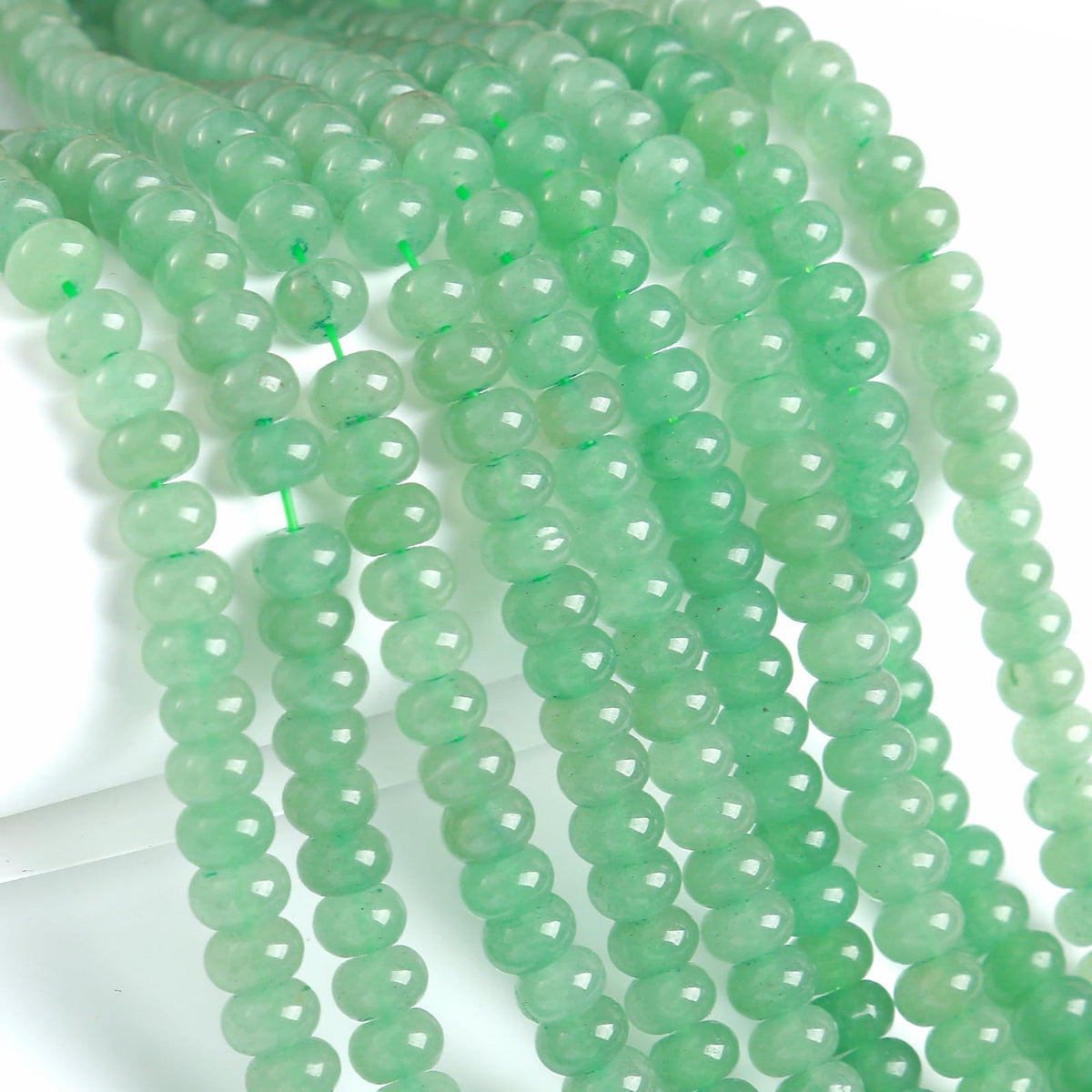 5x8mm 76pcs Natural Stone Green Aventurine Rondelle Spacer Loose Beads Abacus Disk Stone Round Loose Gemstone Beads for Jewelry Making DIY Bracelet Necklace